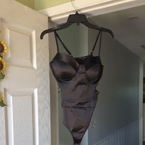 Haute Monde Shimmering Black Bodysuit